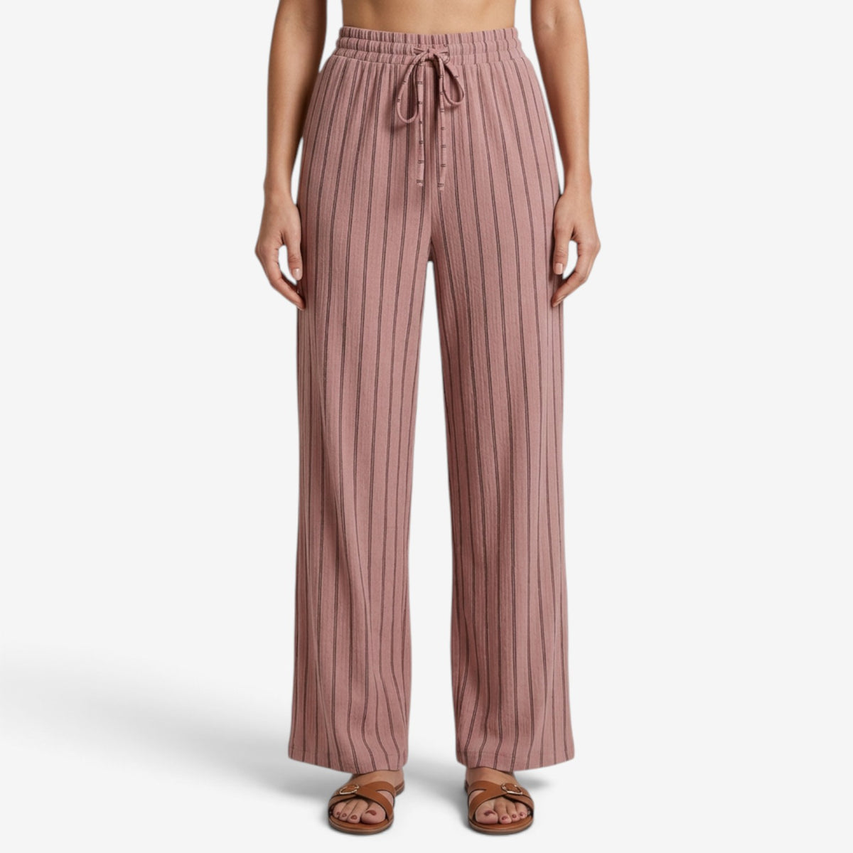 Pantalón Casual de Rayas con Cordón para Mujer