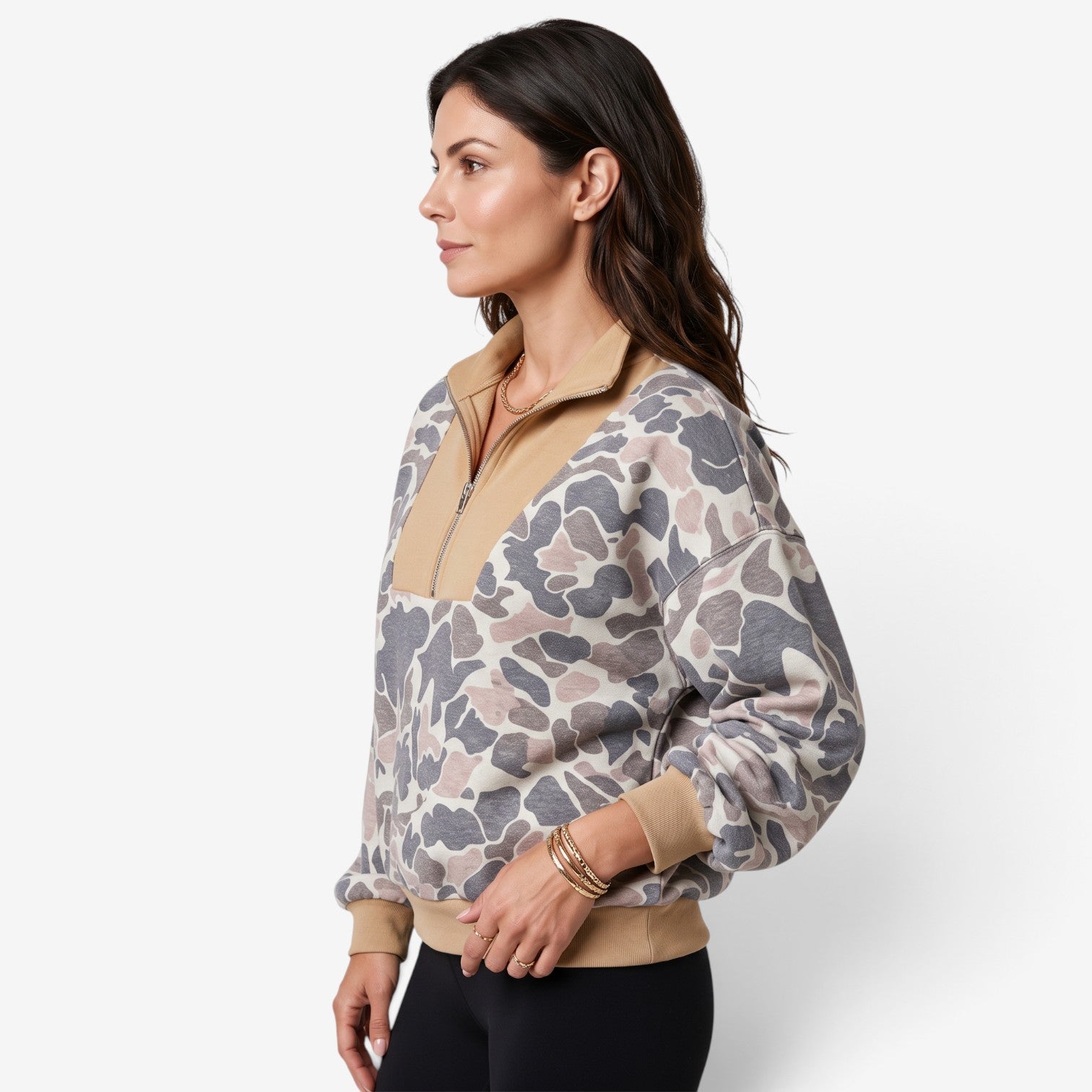 Sudadera Estampada con Cremallera para Mujer