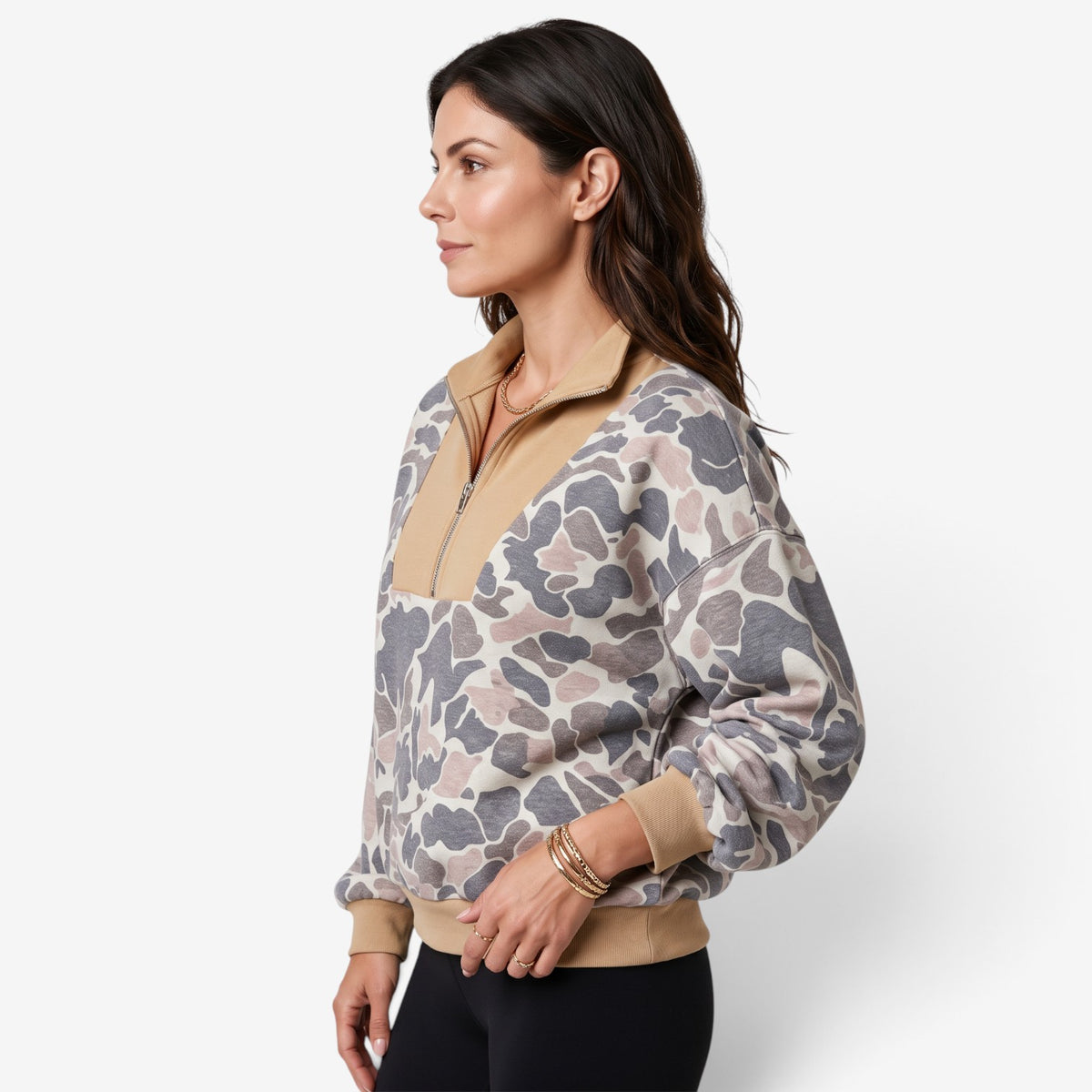 Sudadera Estampada con Cremallera para Mujer