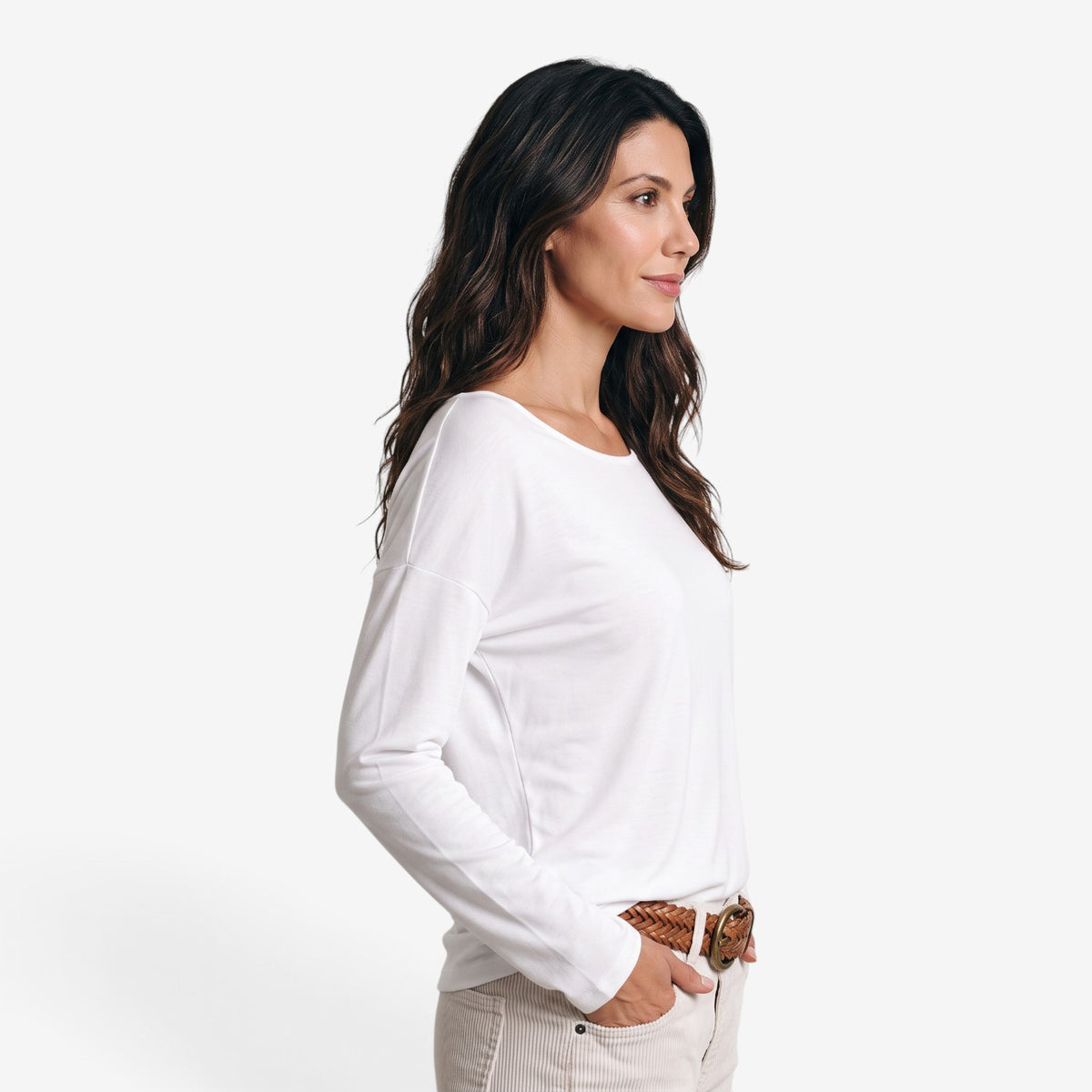 Jersey Ligero de Cuello Amplio para Mujer