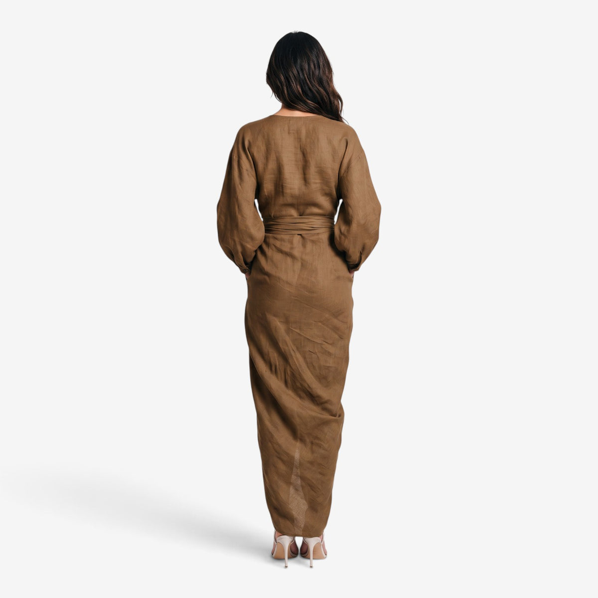 Vestido Largo Cruzado con Escote en V para Mujer