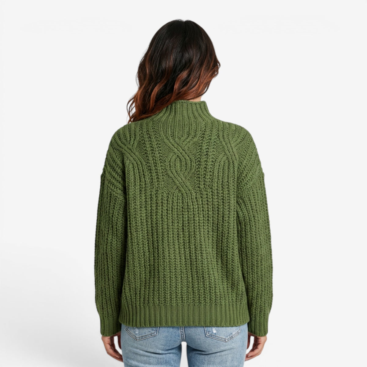Jersey de Cuello Alto Trenzado Mujer