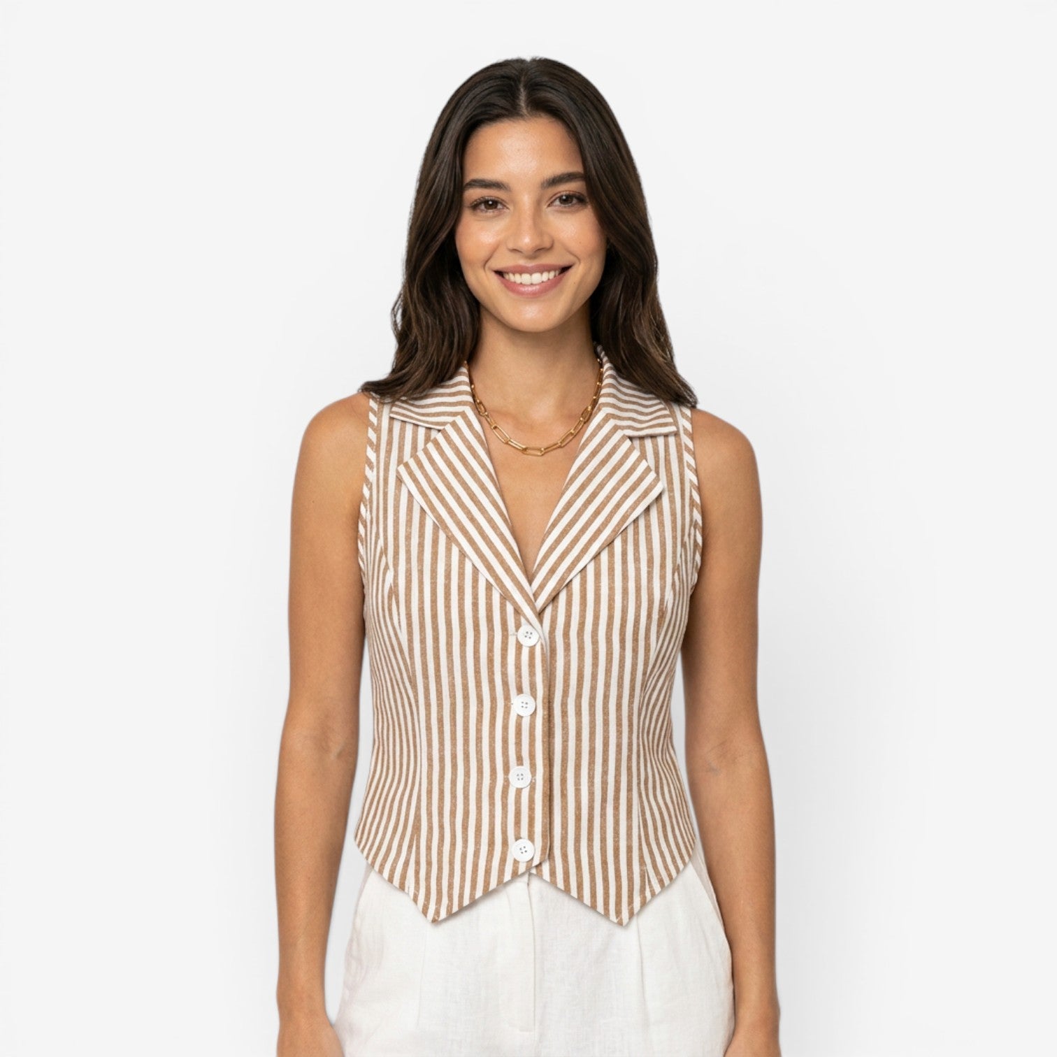 Blusa de Rayas con Bajo Asimétrico para Mujer