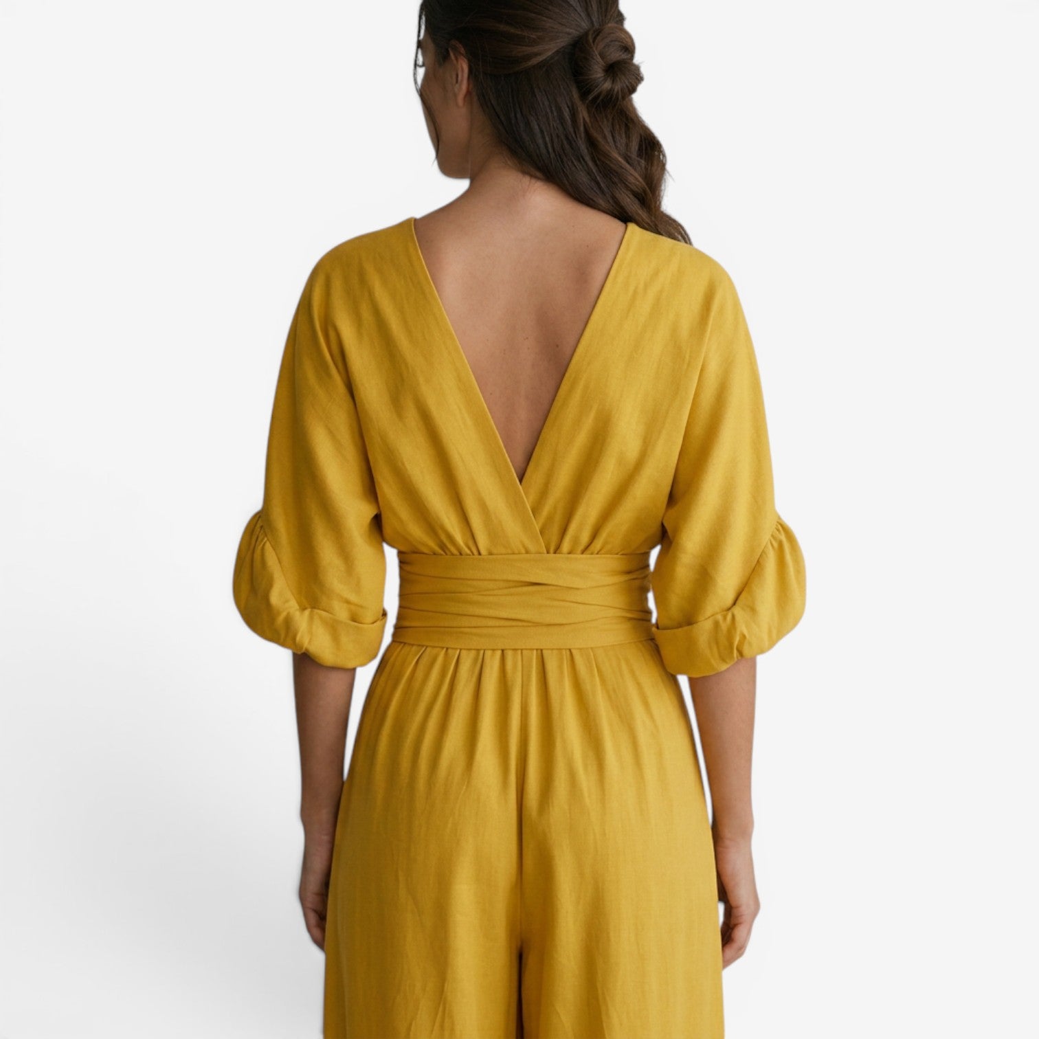 Mono de Lino con Cuello en V para Mujer