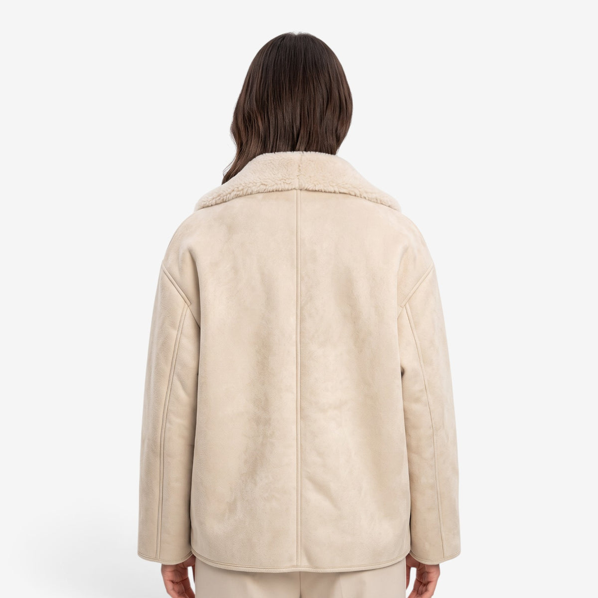 Chaqueta Efecto Ante con Borreguito para Mujer