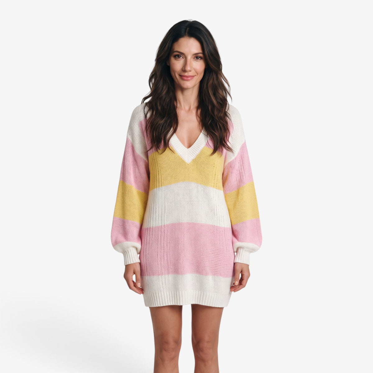 Vestido Jersey de Punto a Rayas para Mujer