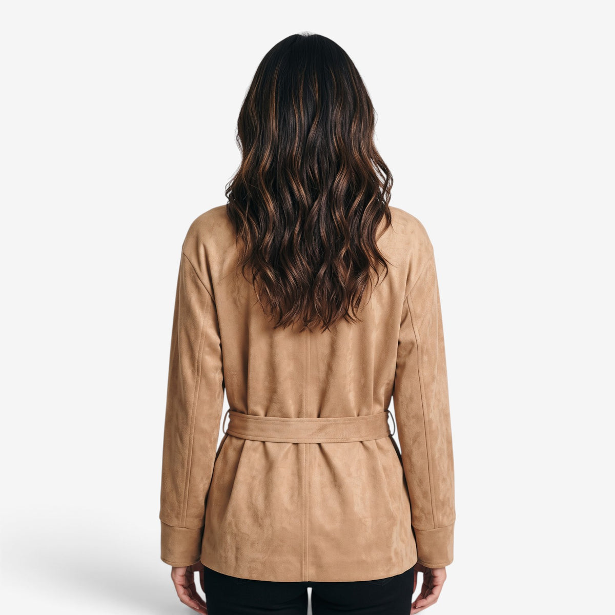 Chaqueta Corta con Cinturón y Cuello Alto para Mujer