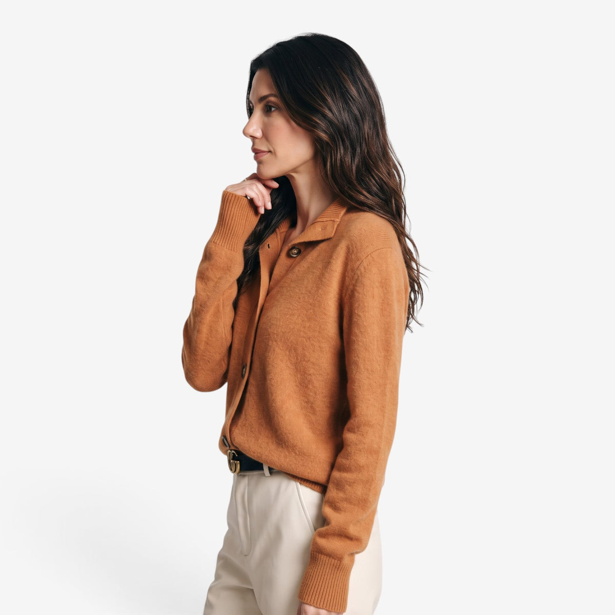 Cárdigan de Punto con Cuello Alto para Mujer