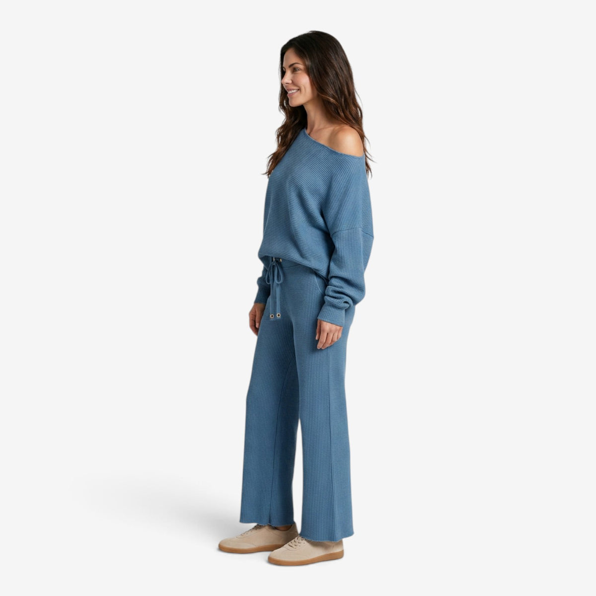 Conjunto de Punto con Hombro Descubierto para Mujer