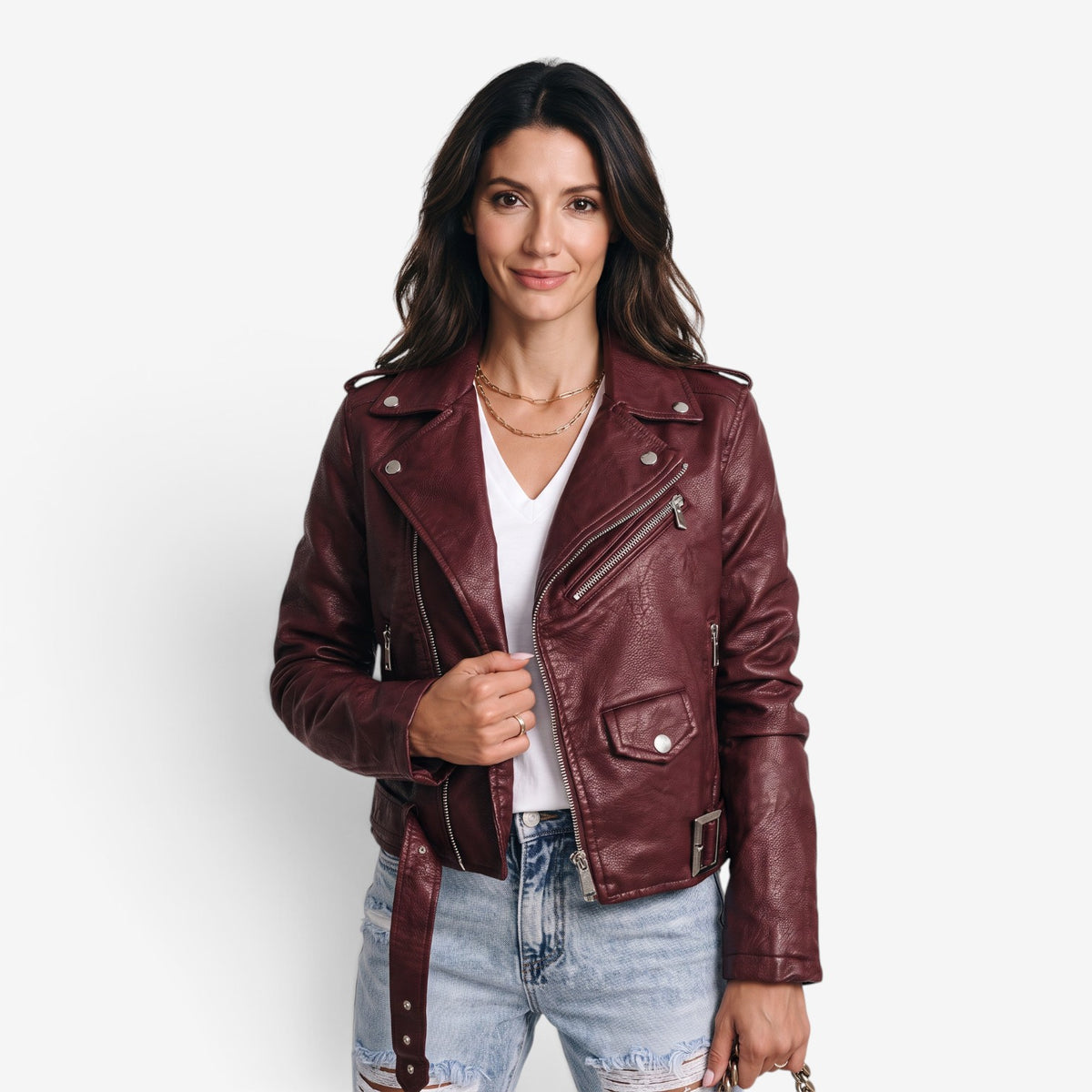 Chaqueta Biker con Cremallera para Mujer