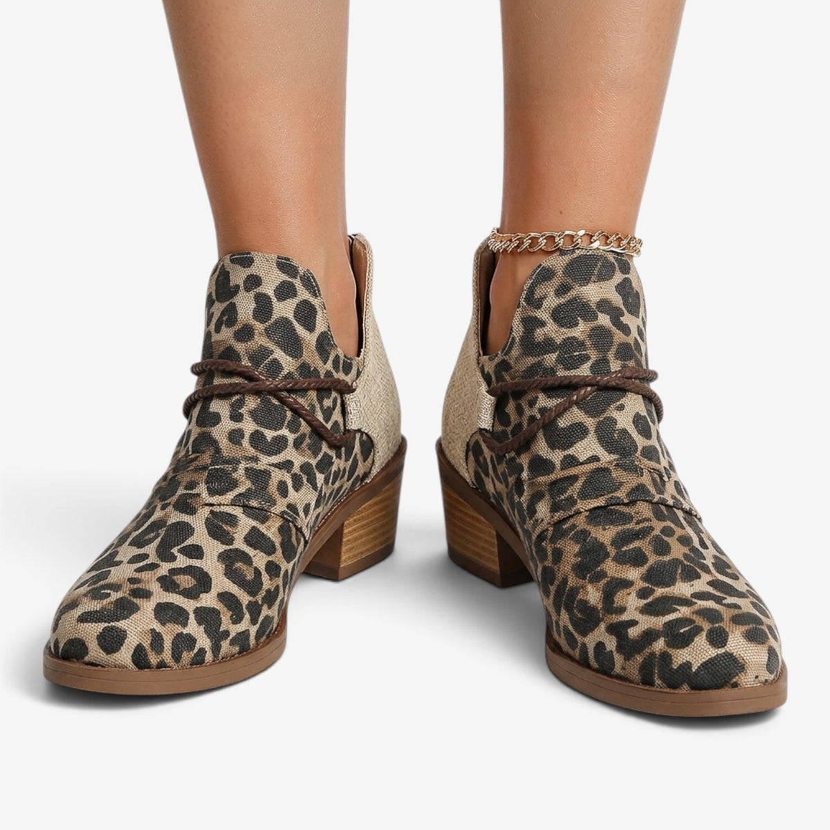 Botines de Leopardo con Punta Fina para Mujer