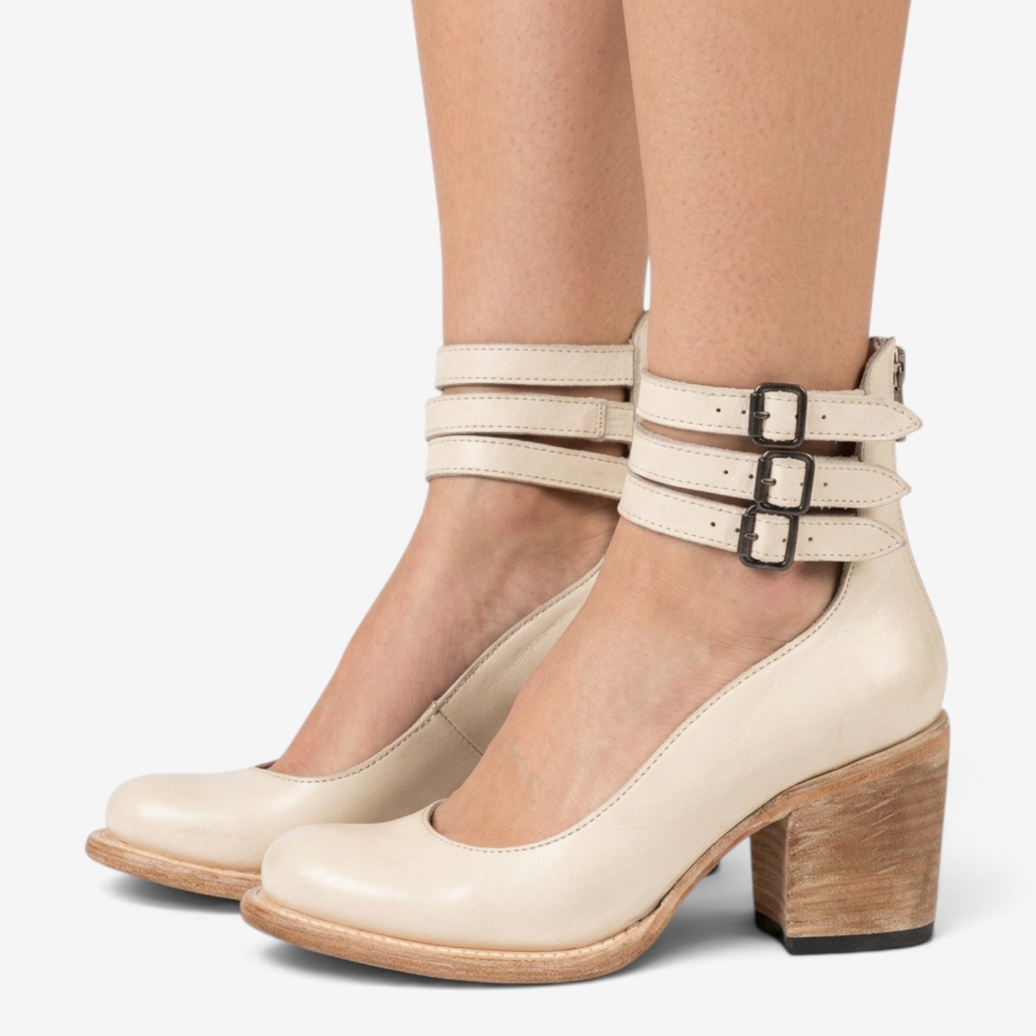 Zapatos de Tacón con Triple Hebilla para Mujer