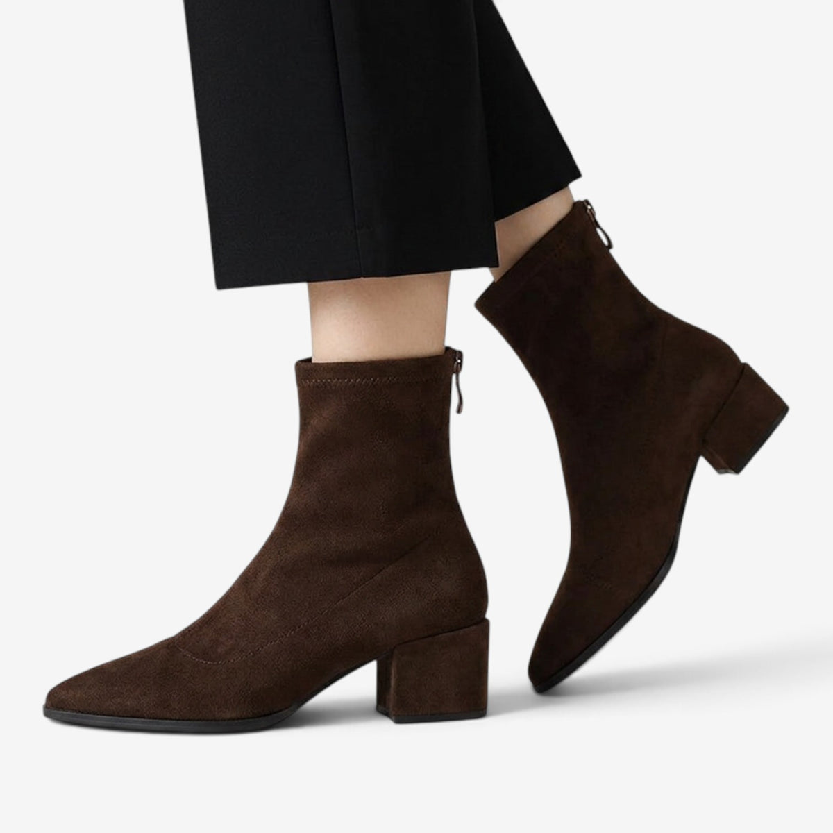 Botines de Ante con Punta Fina para Mujer