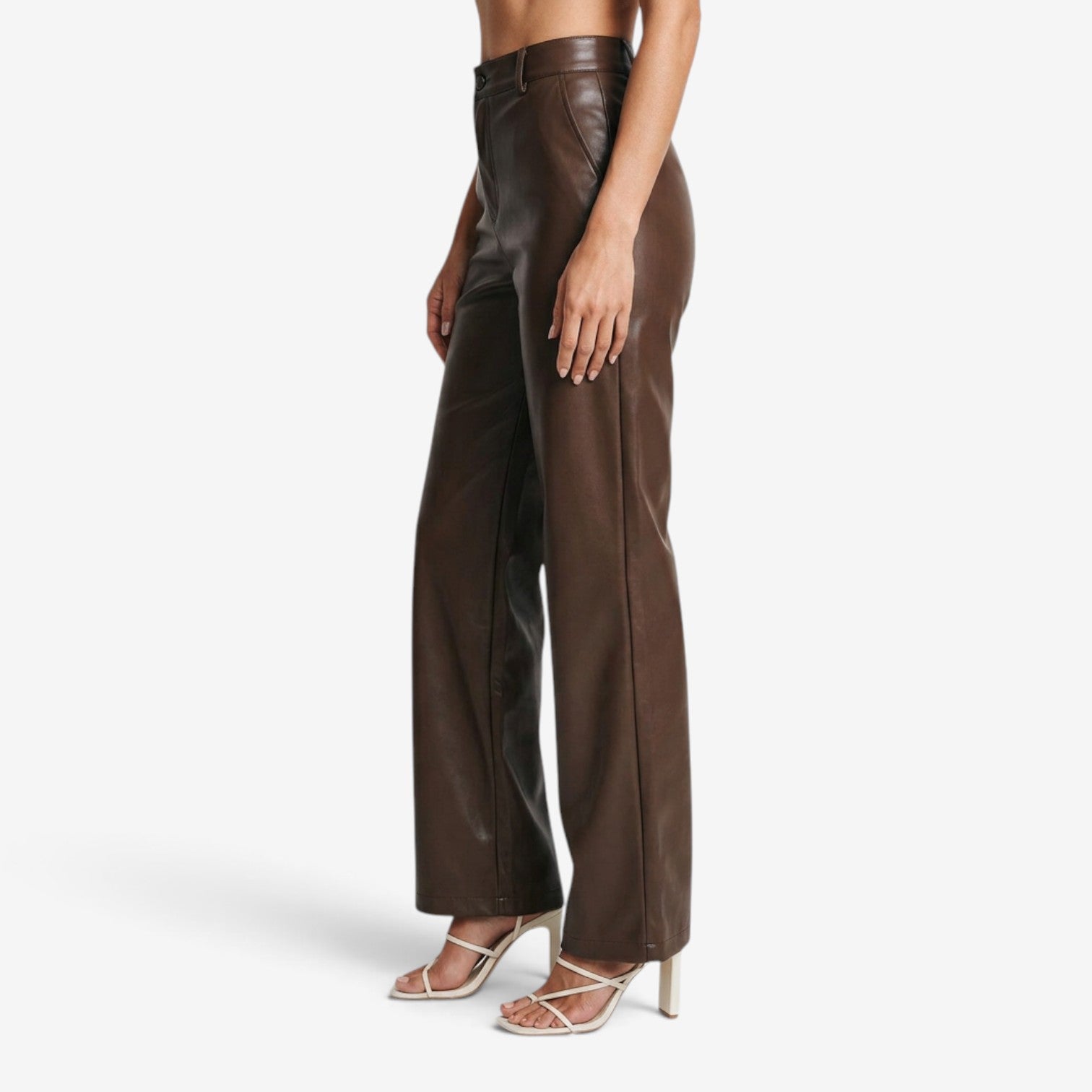 Pantalón de Cuero de Pierna Ancha para Mujer