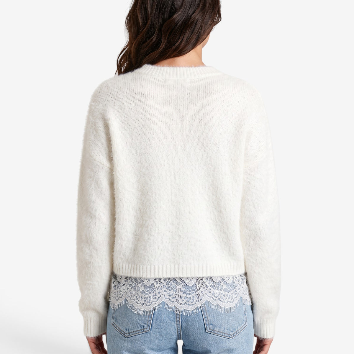 Jersey de Punto con Detalle de Encaje para Mujer