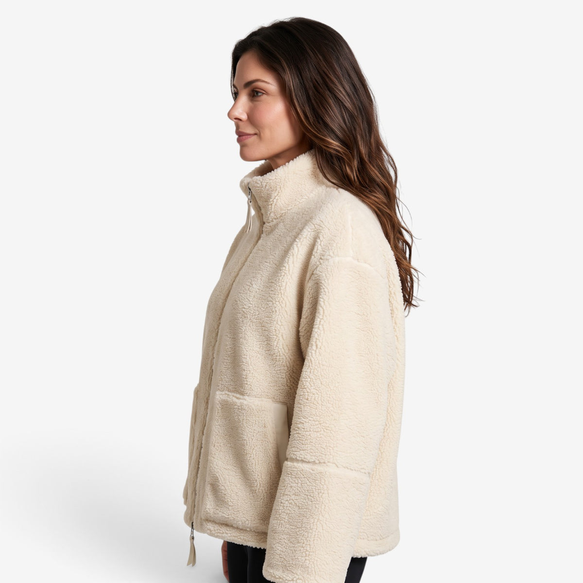 Chaqueta Borreguito con Cuello Alto para Mujer