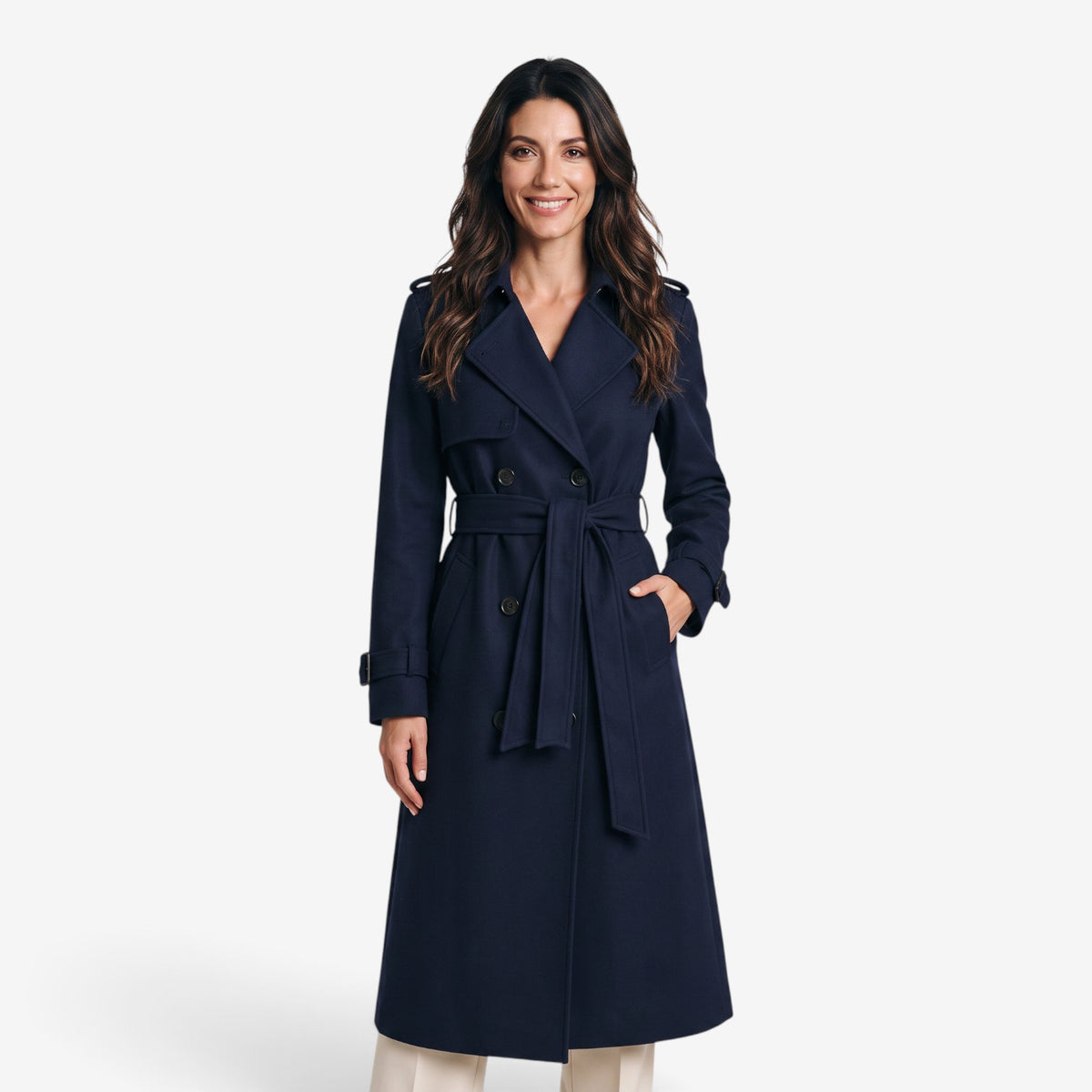Gabardina Larga con Cinturón para Mujer