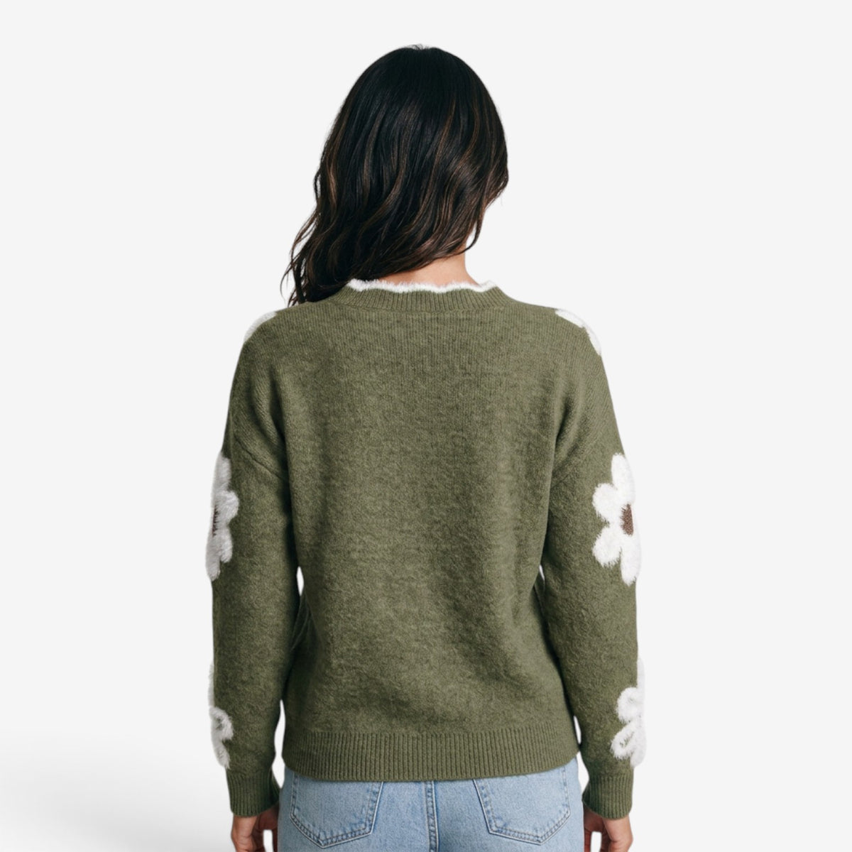 Jersey Floral de Punto para Mujer