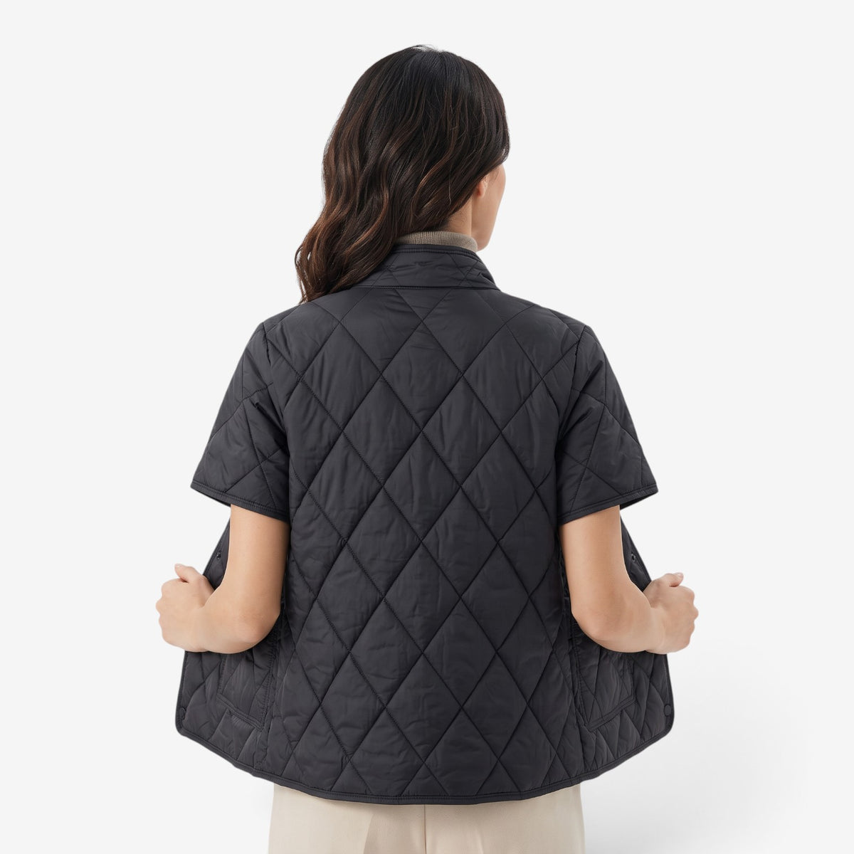 Chaqueta Acolchada de Manga Corta para Mujer