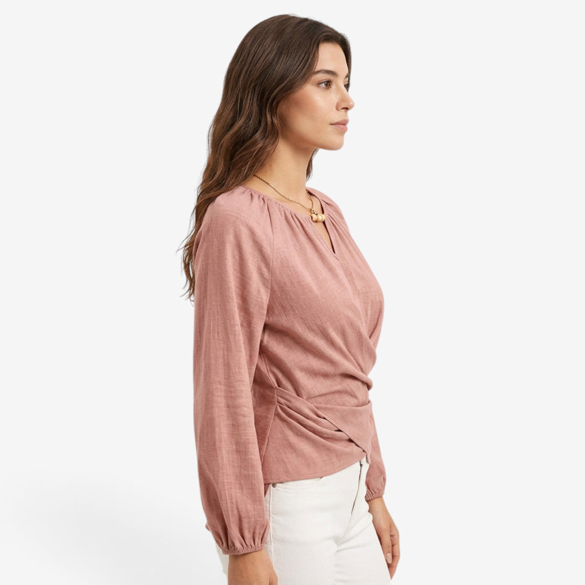 Blusa Cruzada con Bajo Asimétrico para Mujer