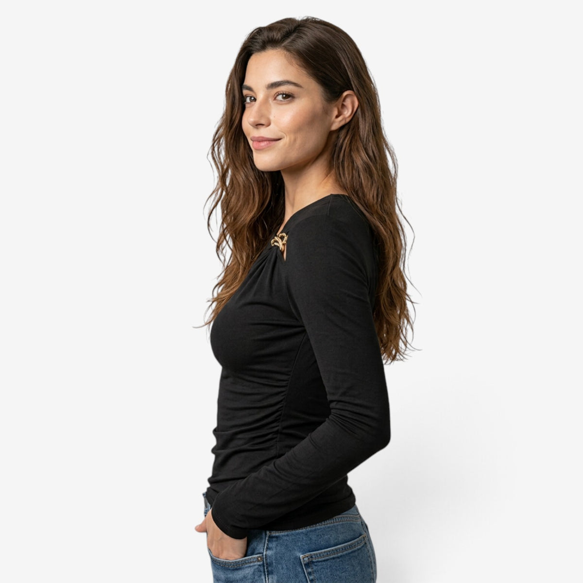 Top Asimétrico con Detalle Metálico para Mujer