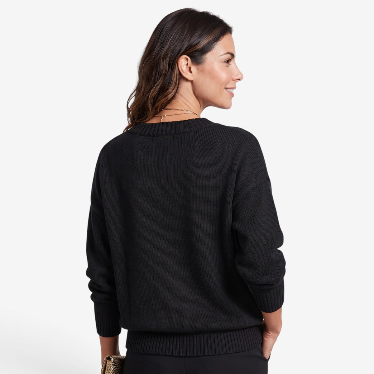 Jersey Holgado de Punto con Cuello en V para Mujer
