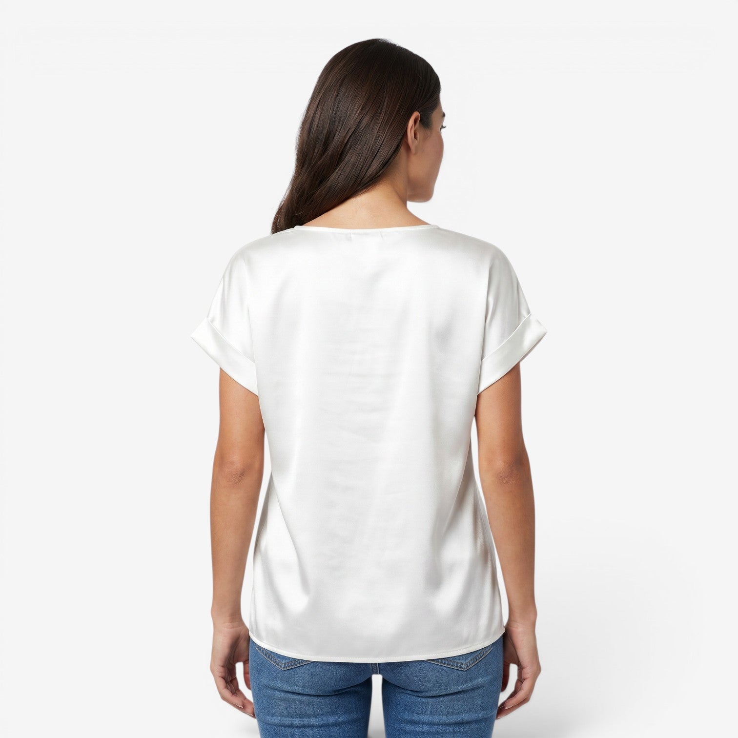 Blusa Satinada de Manga Murciélago para Mujer