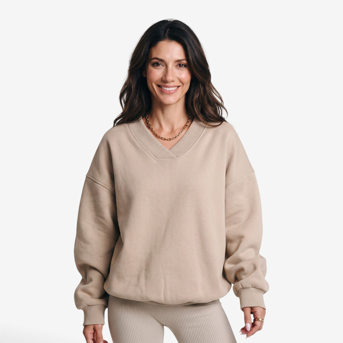 Sudadera Oversize con Cuello de Pico para Mujer