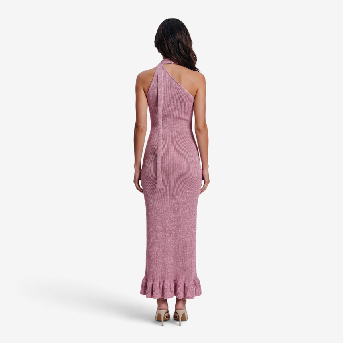 Vestido Largo de Punto con Volantes para Mujer