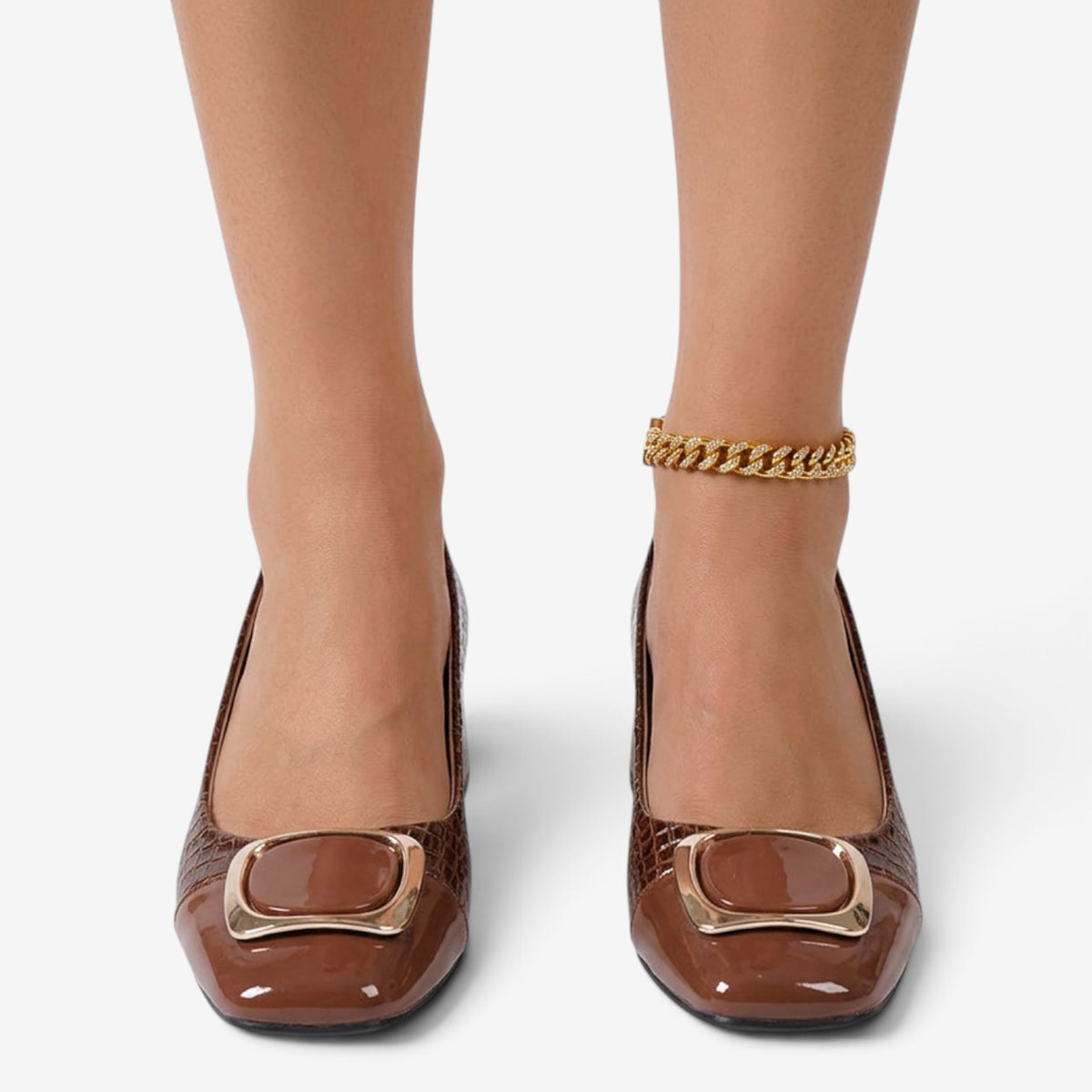 Zapatos de Tacón con Hebilla Geométrica para Mujer