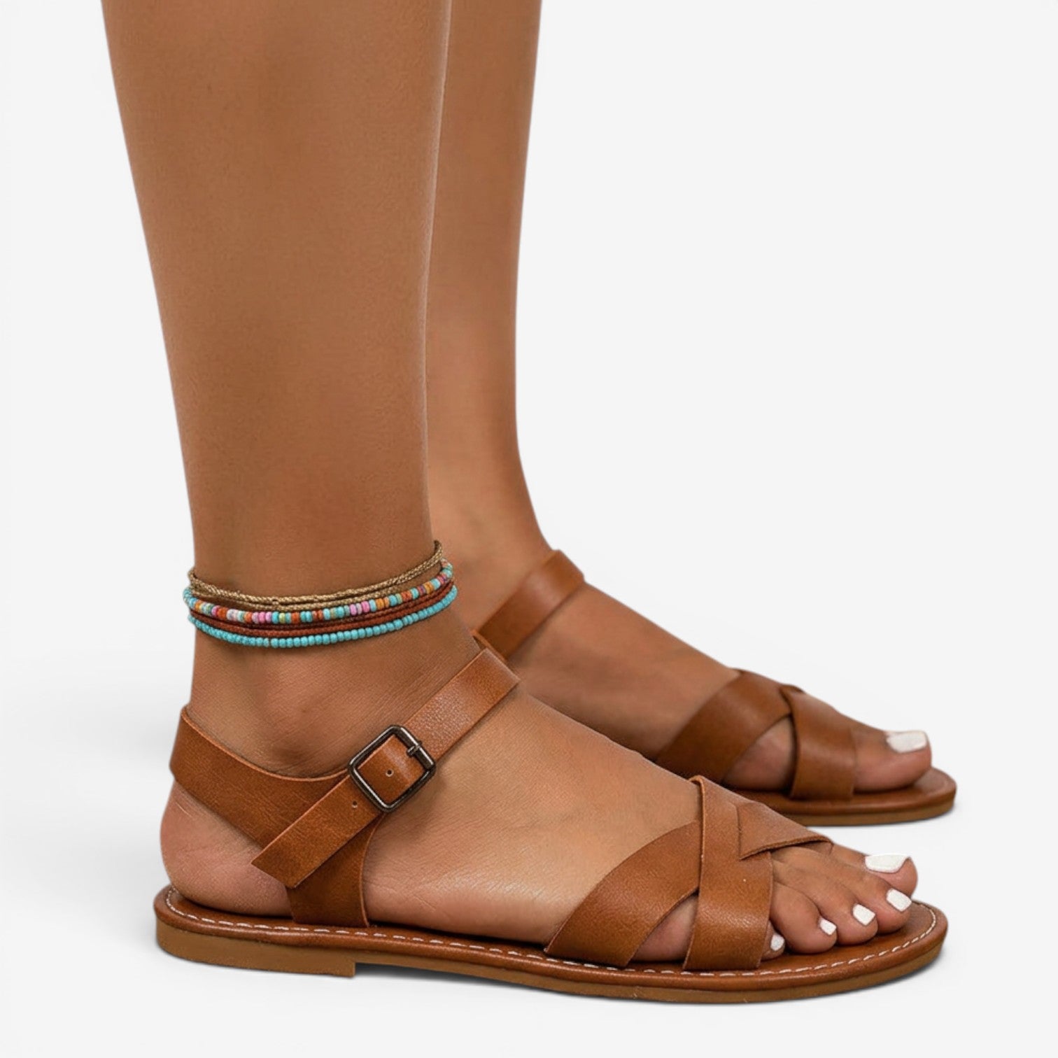 Sandalias Planas con Tiras Cruzadas para Mujer