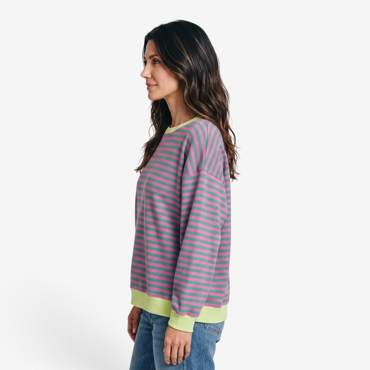 Sudadera a Rayas con Detalles en Contraste para Mujer