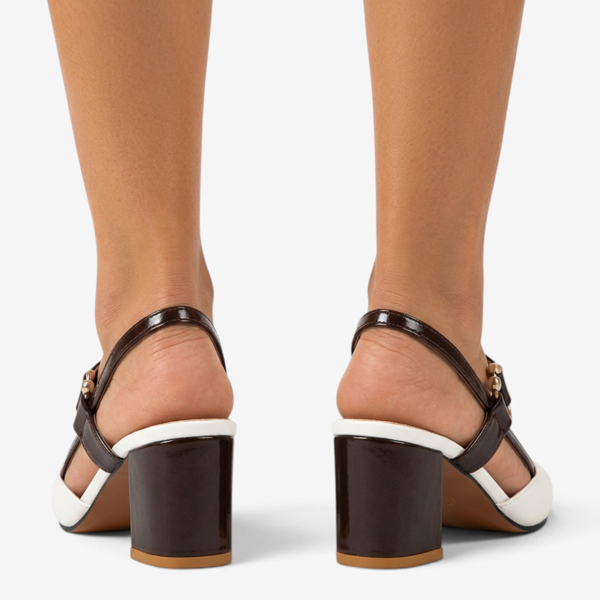 Zapatos Slingback Bicolor con Tacón para Mujer
