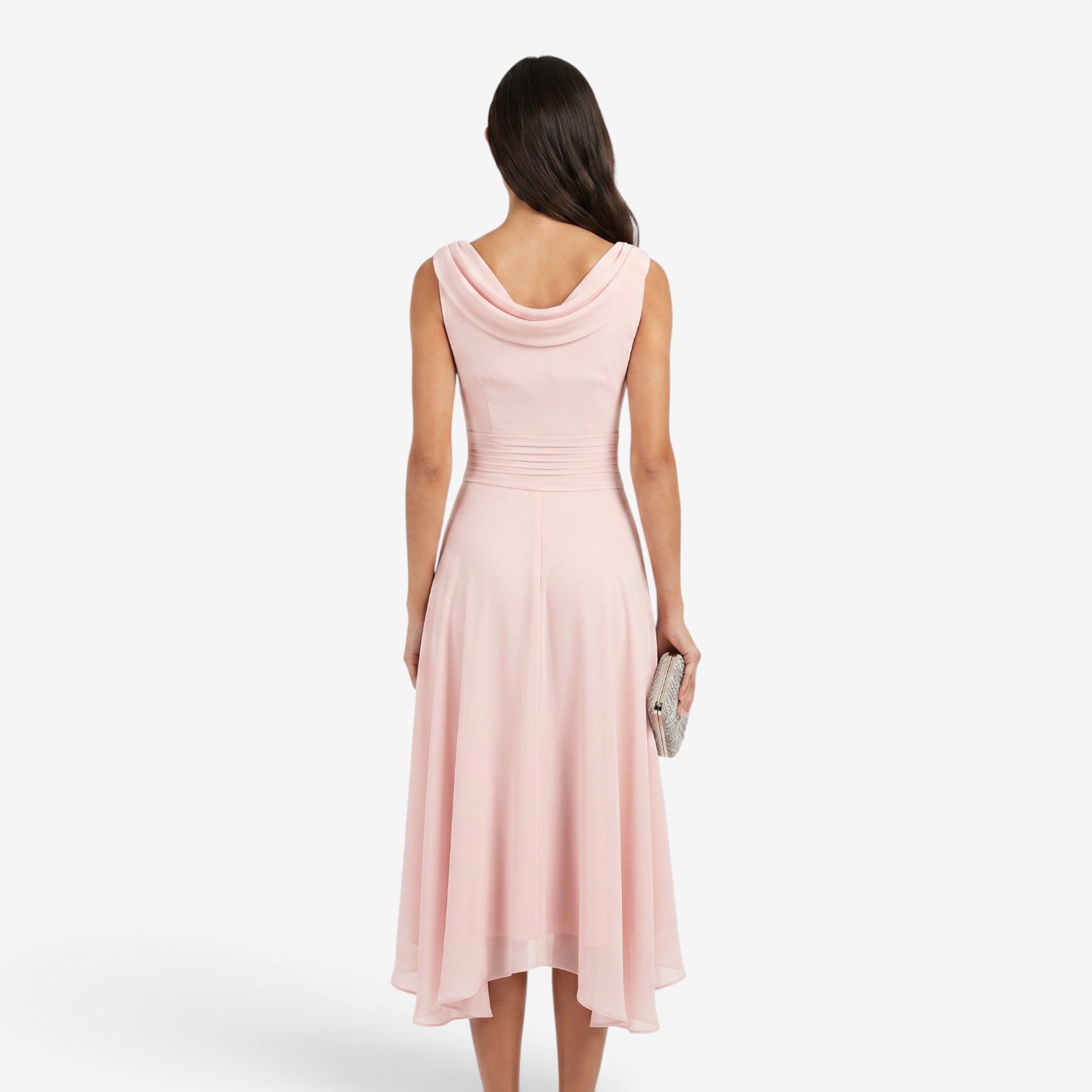 Vestido de Gasa con Escote Barco
