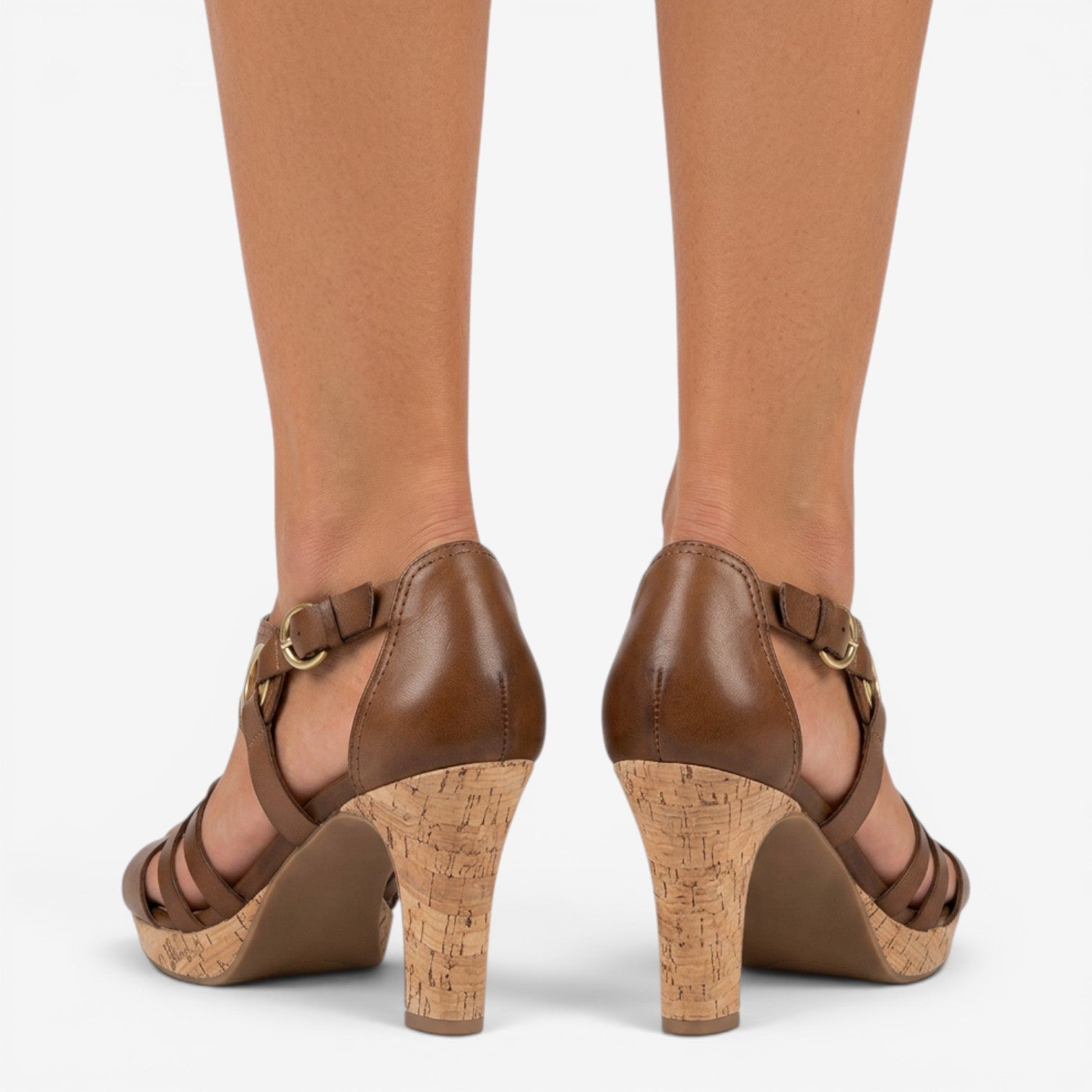 Sandalias Peep Toe de Tacón Ancho para Mujer