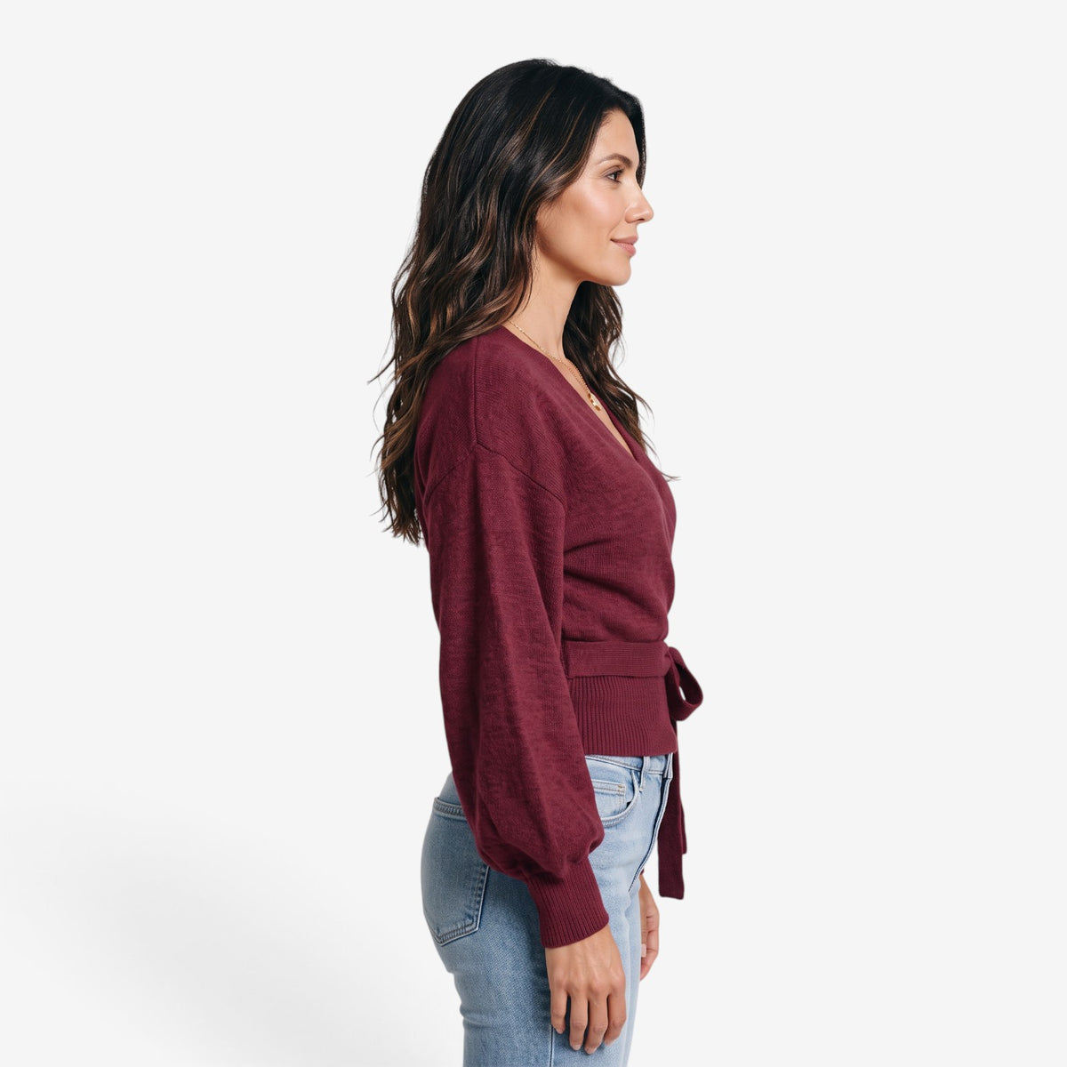 Jersey Cruzado de Punto con Lazo para Mujer