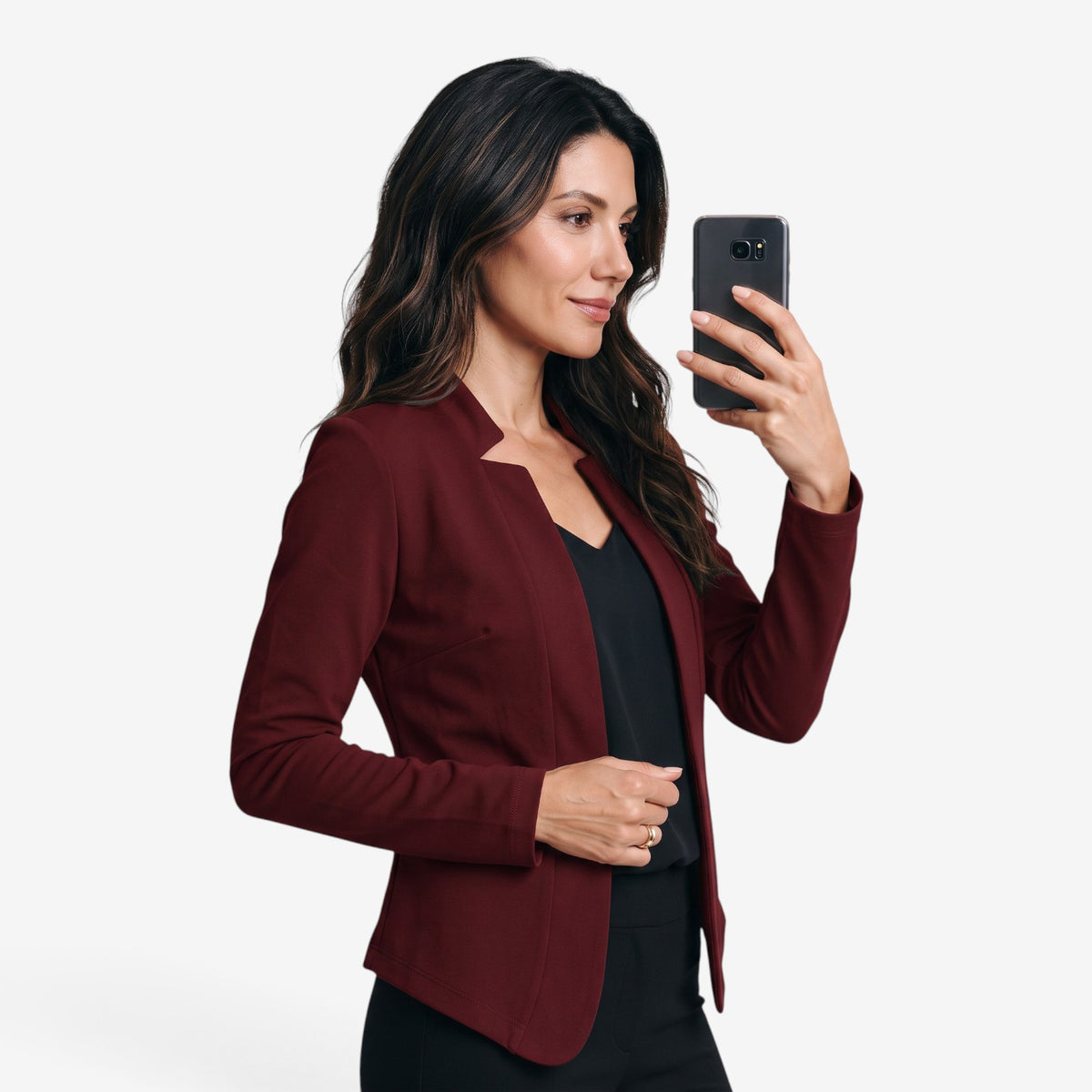 Blazer Entallada de Manga Larga para Mujer