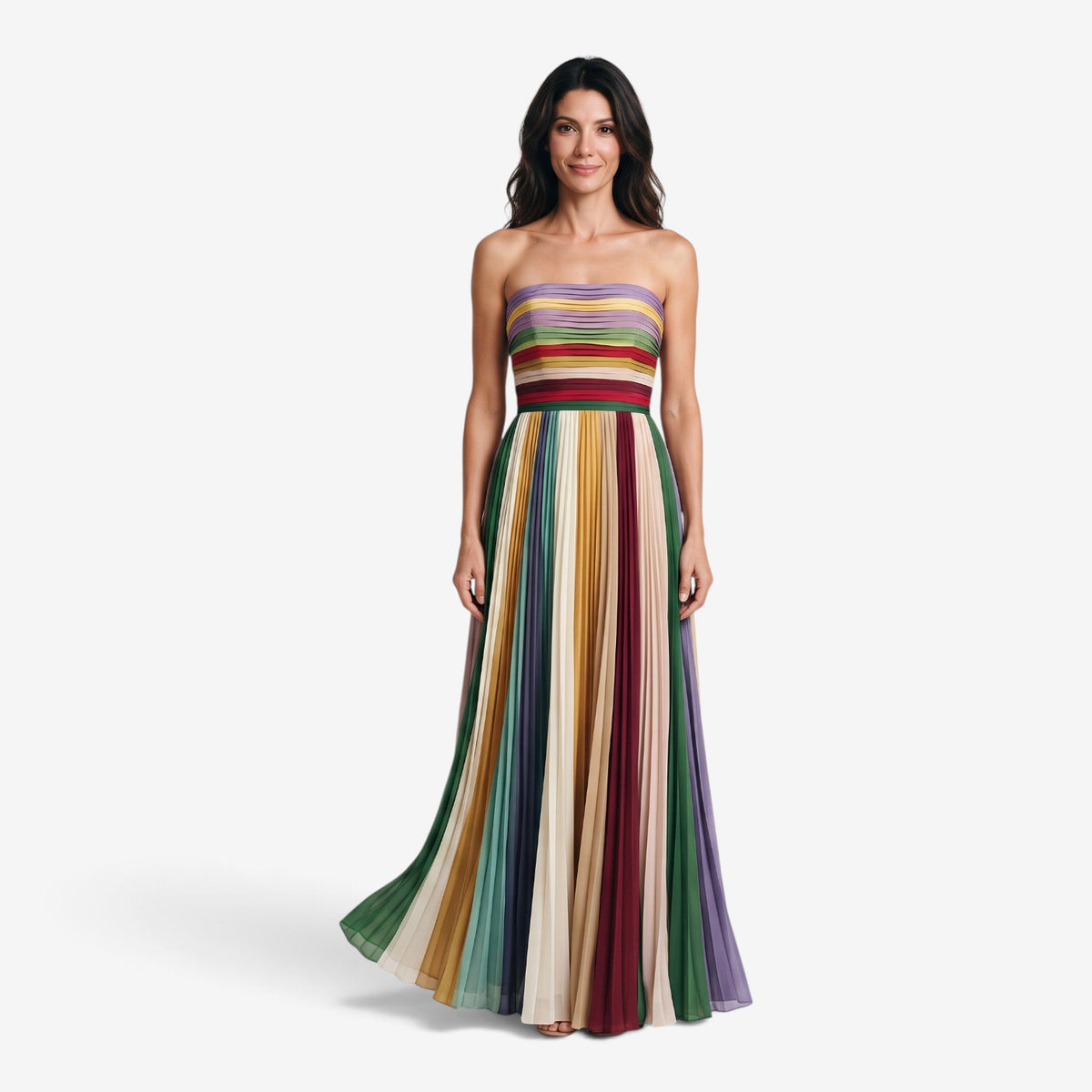 Vestido Maxi Plisado Multicolor para Mujer