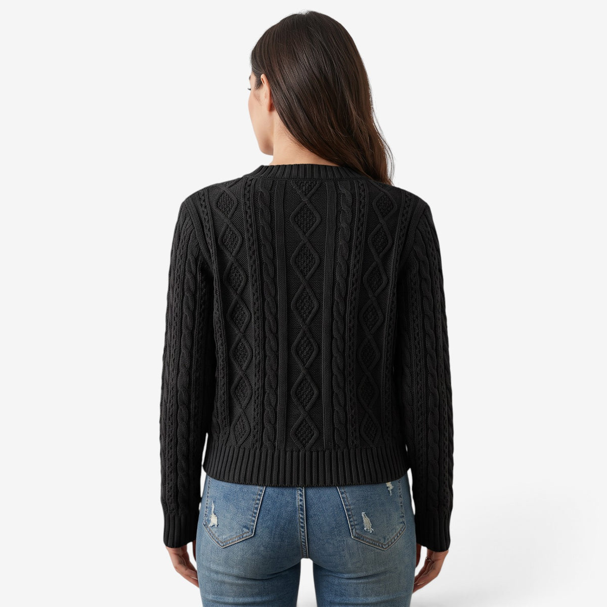 Cárdigan de Punto Trenzado con Botones para Mujer