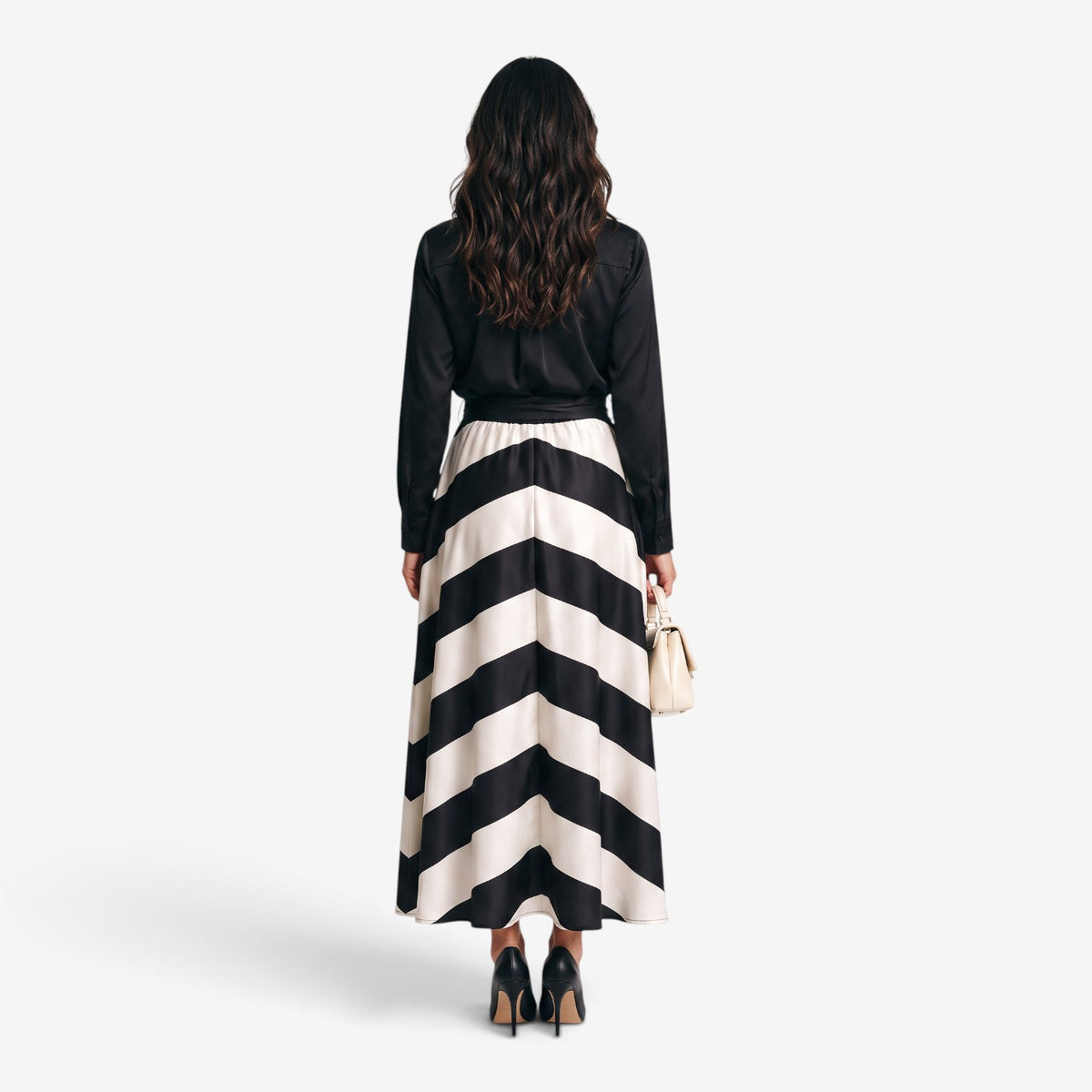 Vestido Camisero Largo a Rayas para Mujer