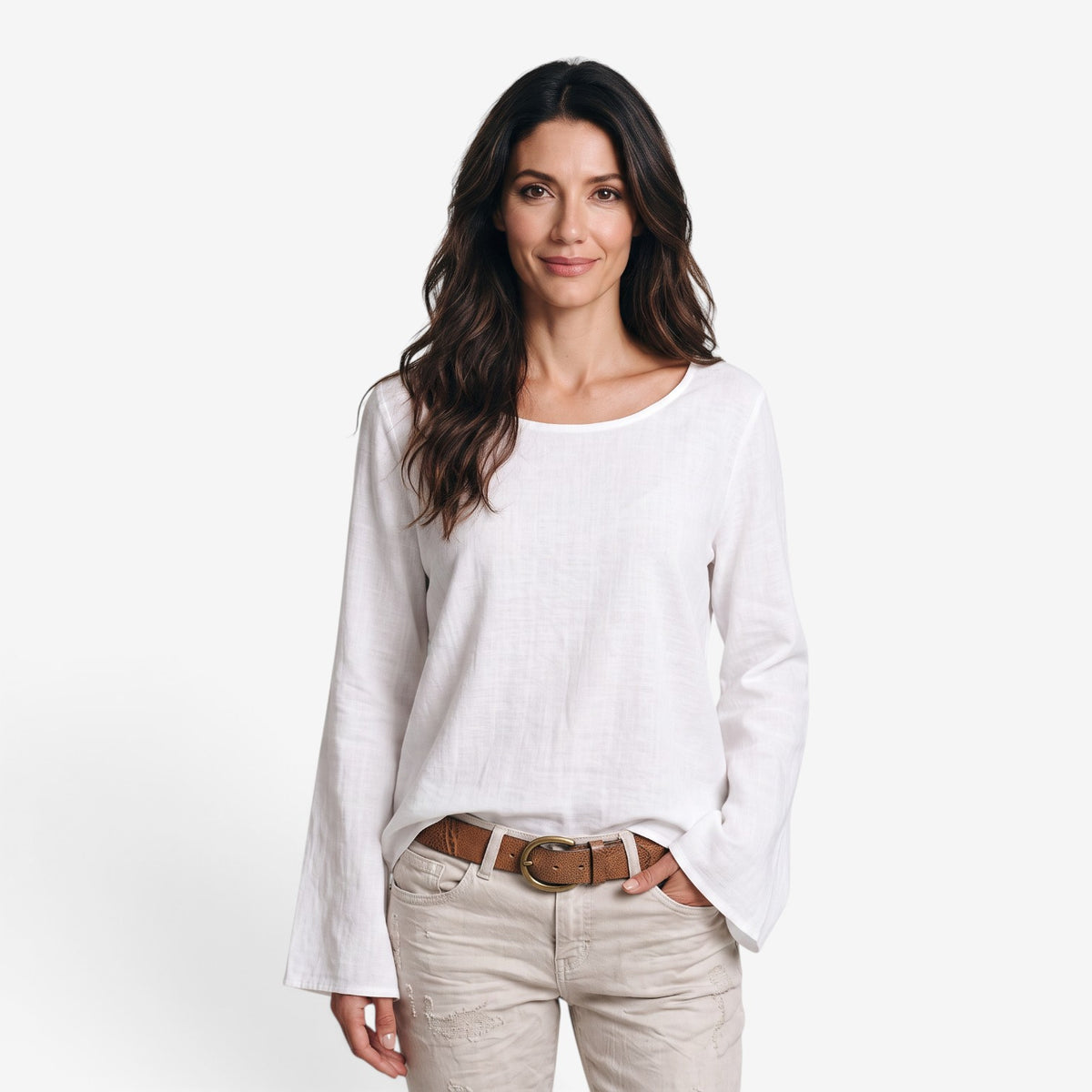 Jersey Ligero de Cuello Amplio para Mujer