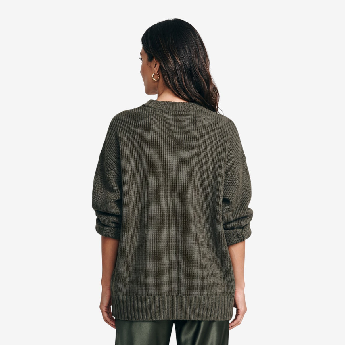 Jersey Oversize de Punto con Cuello Redondo para Mujer