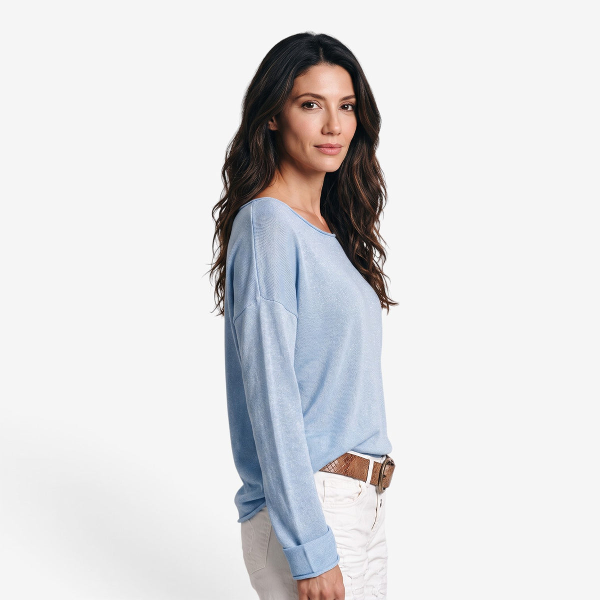Jersey Ligero de Cuello Amplio para Mujer