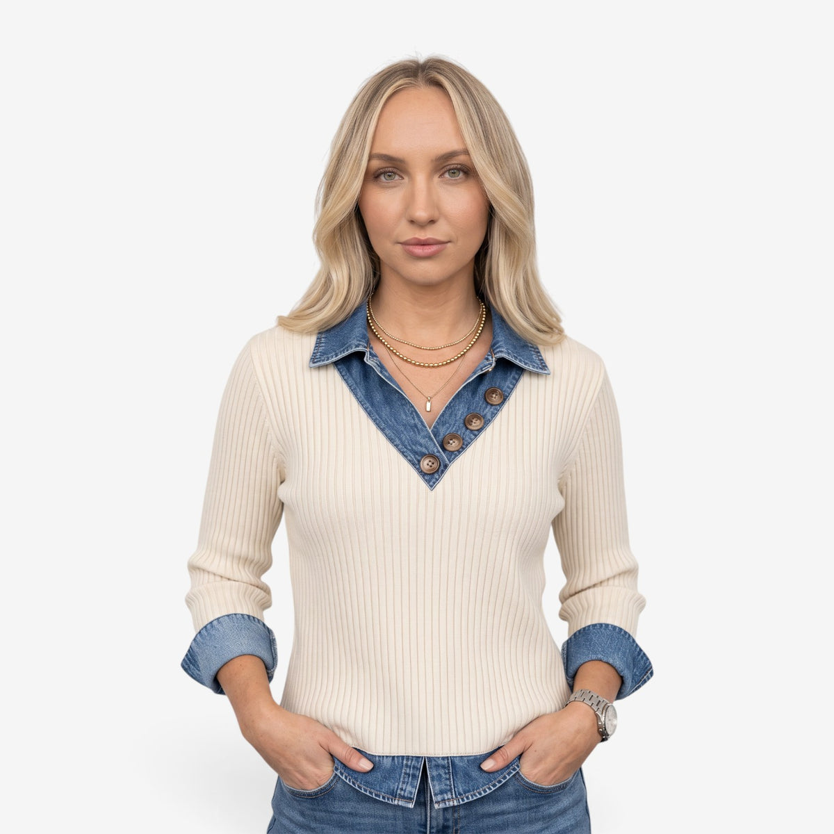Jersey Efecto Dos Piezas para Mujer