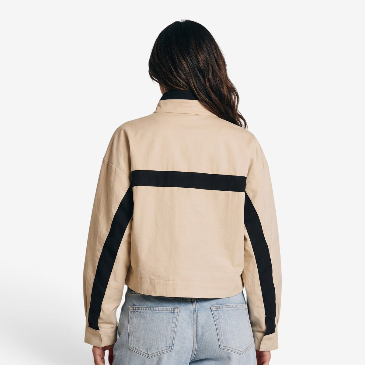 Chaqueta con Cremallera y Detalles a Contraste para Mujer