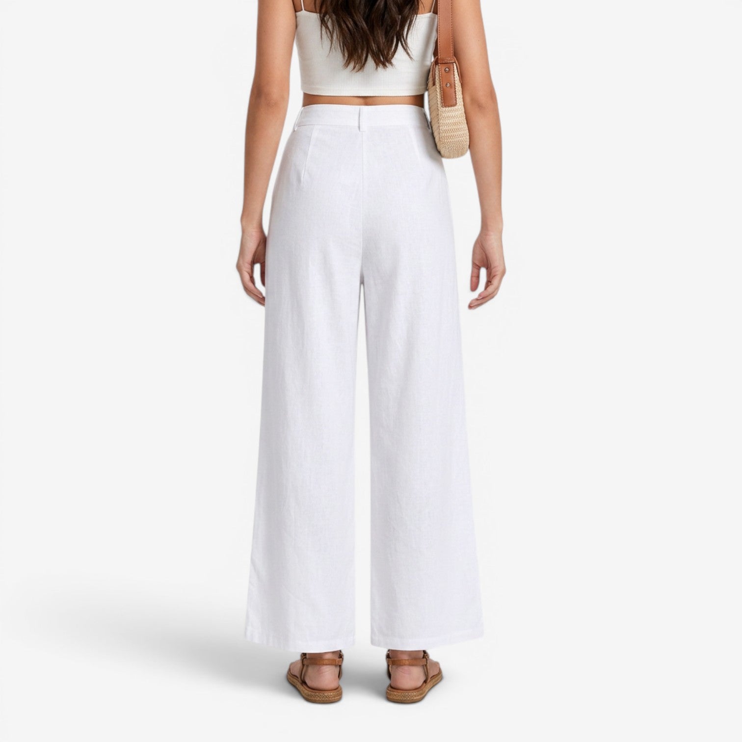 Pantalón de Lino Pierna Ancha para Mujer