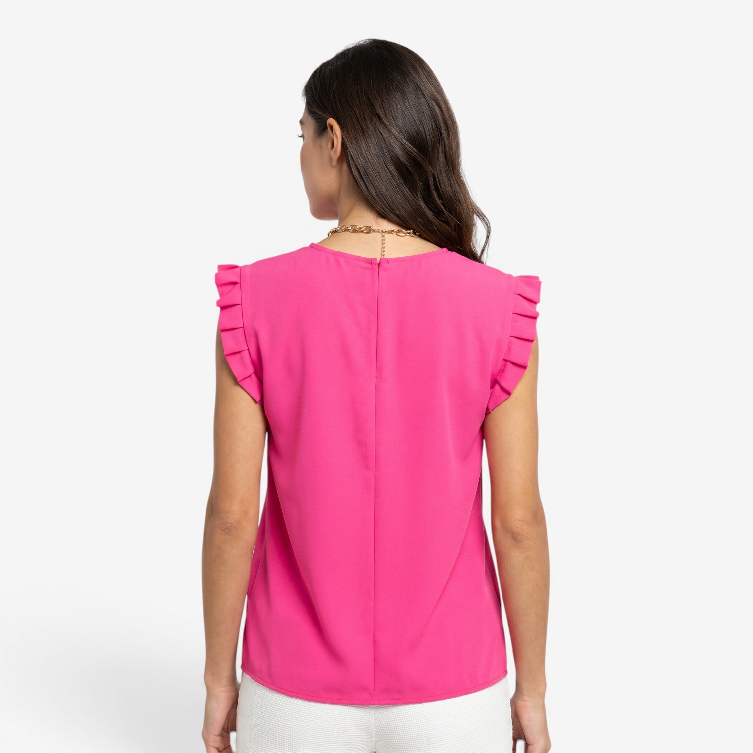 Blusa Plisada de Cuello Redondo