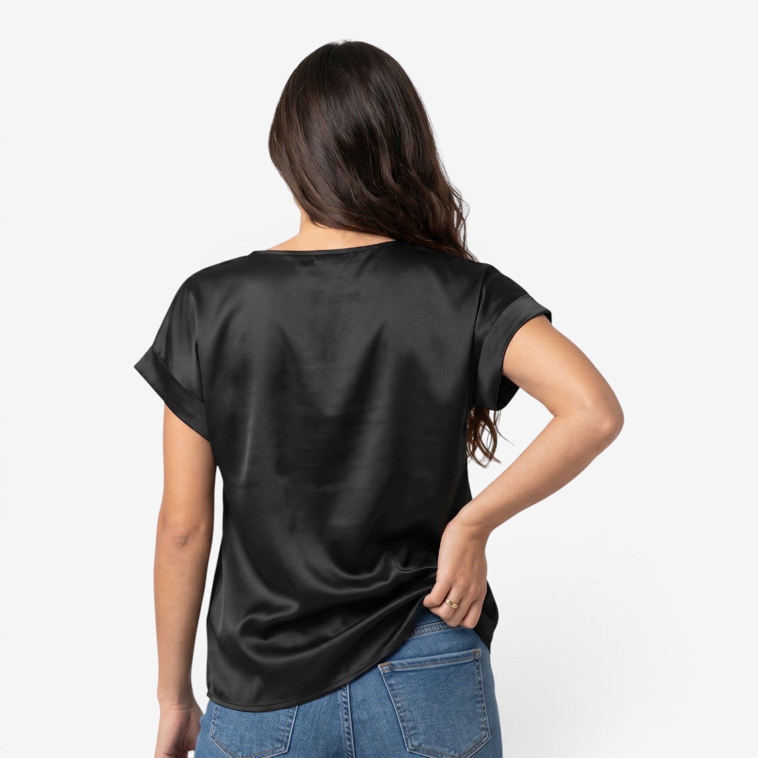 Blusa Satinada de Manga Murciélago para Mujer