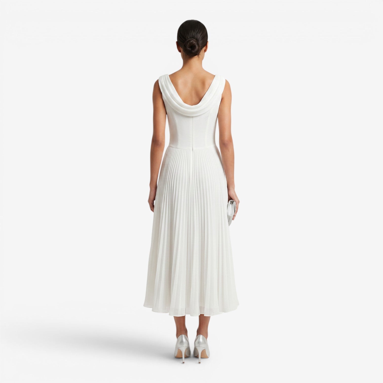 Vestido de Gasa con Escote Barco