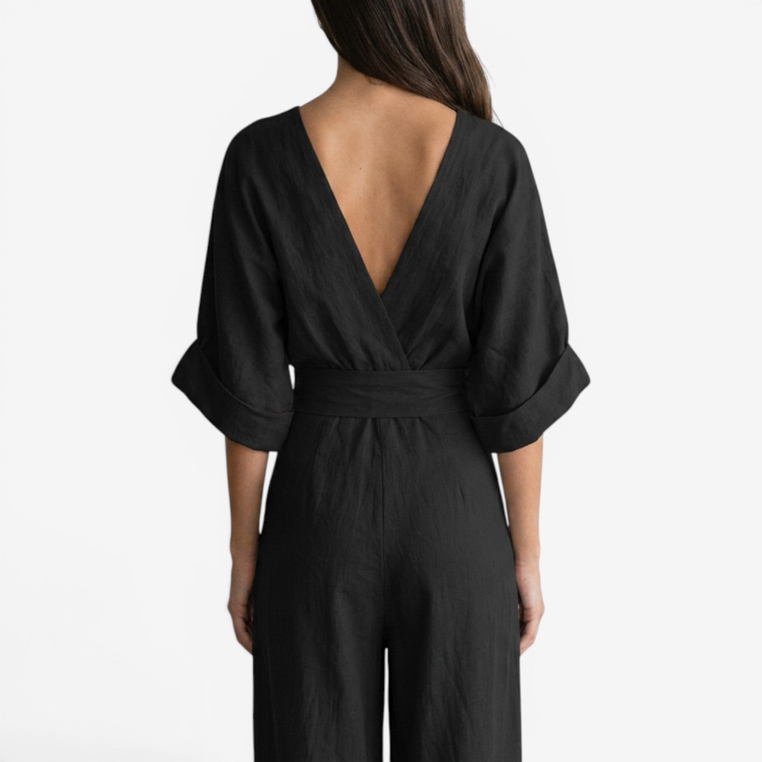 Mono de Lino con Cuello en V para Mujer